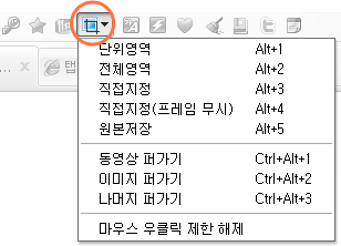 알툴바에서 캡처버튼 클릭 후 캡처방식 선택